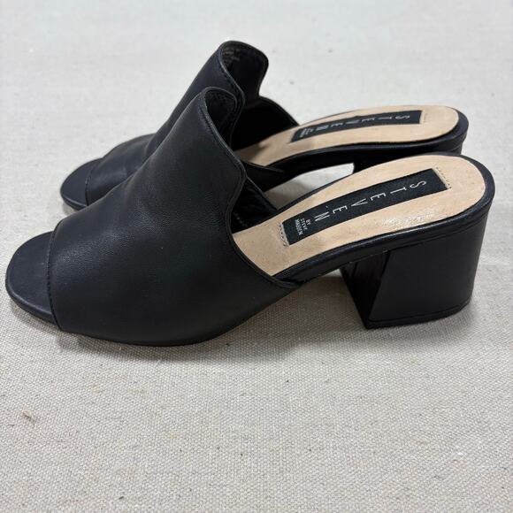 Y2K 90s Steve Madden Women Chunky 2" Heel Size 7.5 Black Office Siren Open Toe - Picture 3 of 4